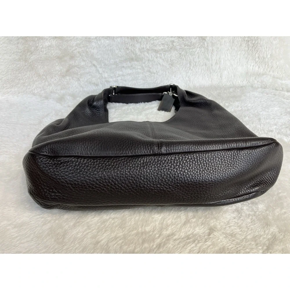 Coach Julia Pebbled Leather Hobo 14968 Dark Brown Looks Black In Low Light